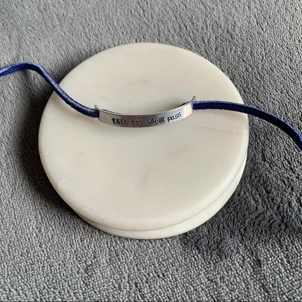 Lot of 11 Handmade Bracelets - Blue Leather Wrap Hand Stamped & Beaded - Picture 12 of 16